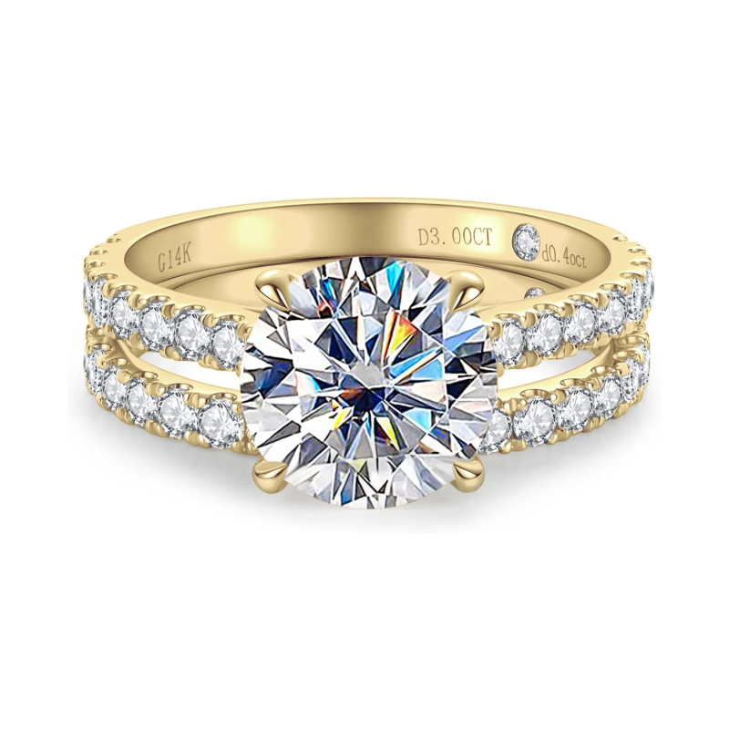 14K Gold 2.5 to 6 CT.T.W. Round Moissanite Engagement Ring Anniversary Rings Bridal Set-1