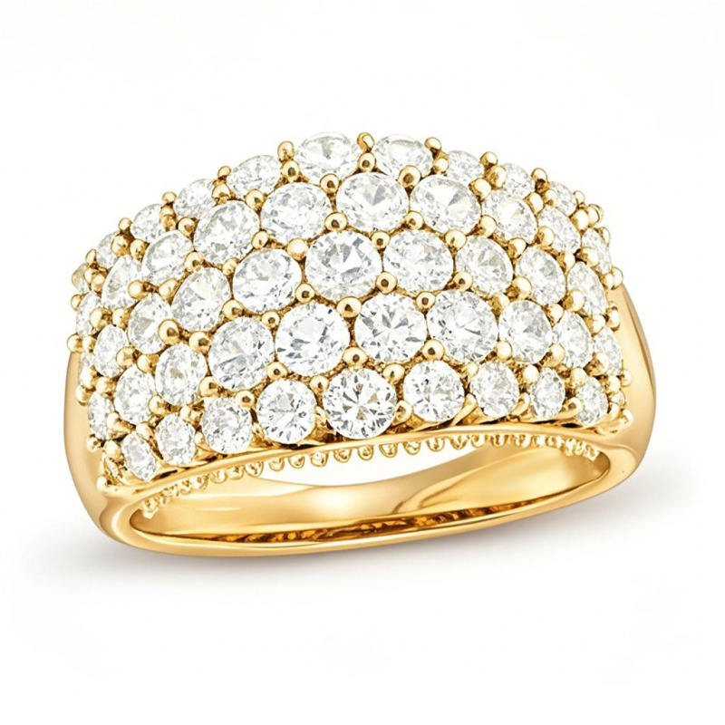 Anel de casamento em ouro de 18 quilates com diamante redondo de 2 quilates (total) criado em laboratório, cor D, pureza VVS1-VS1, 3EX.-1