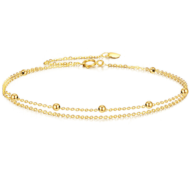 18K Gold 2mm Bead Layerered Bracelet-1