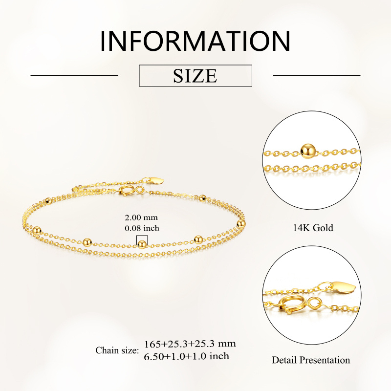 18K Gold 2mm Bead Layerered Bracelet-4