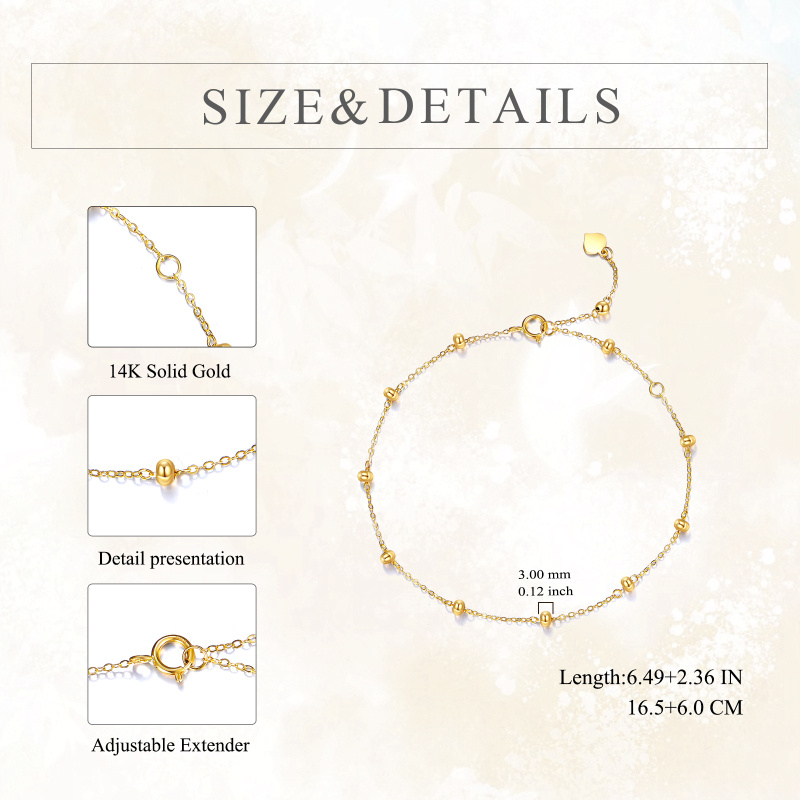 18K Gold 3mm Flat Bead Station Chain Bracelet-4