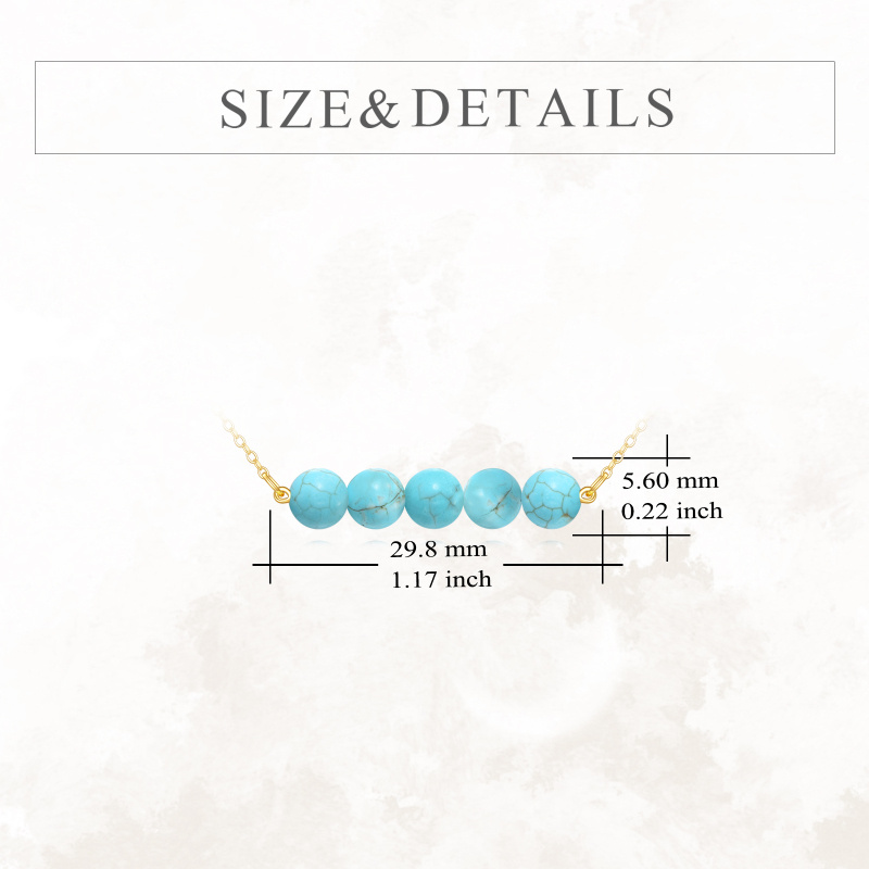 14K Gold 5mm Turquoise Pendant Necklace-5