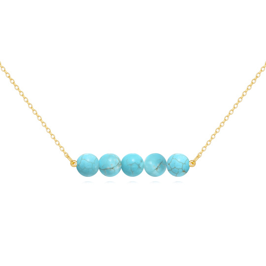 10K Gold 5mm Turquoise Pendant Necklace