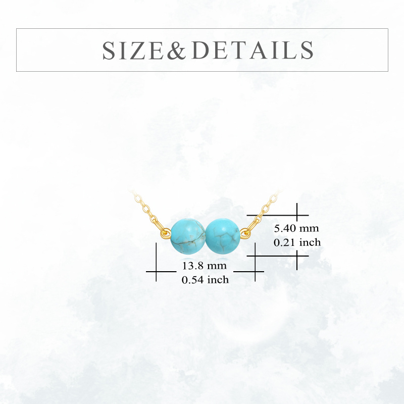 14K Gold 5mm Turquoise Pendant Necklace-5