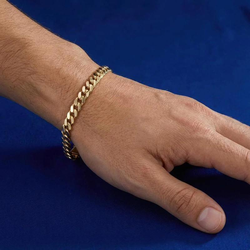 Bransoletka z kubańskiego łańcuszka ze złota 14K, 6 mm-2