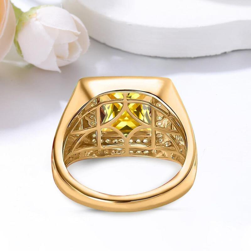 Banda para hombre de oro de 14 quilates con piedra de nacimiento talla princesa de 8x8 mm y 0,3 CT.T.W. Diamantes creados en laboratorio para hombres-3