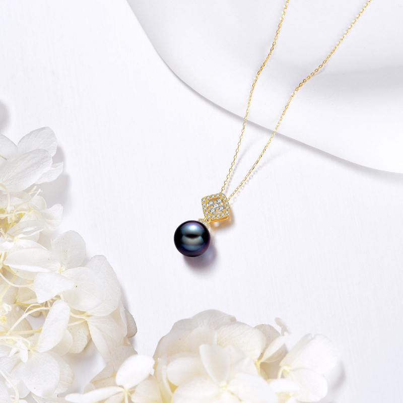 14K Gold 9mm Pearl Pendant Necklace-3