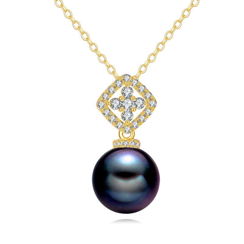 14K Gold 9mm Pearl Pendant Necklace-1