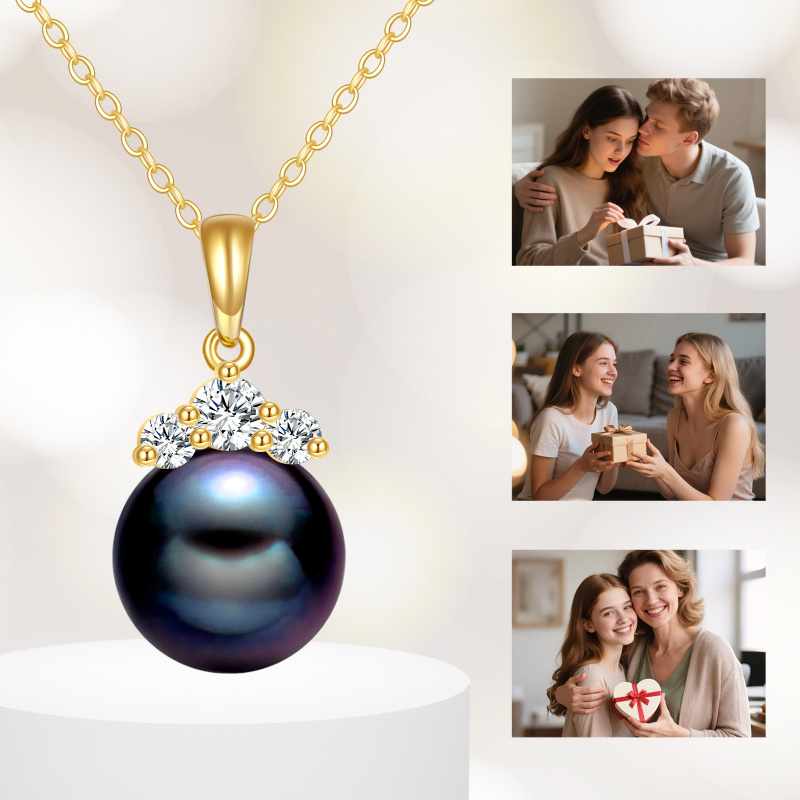14K Gold 9mm Pearl Pendant Necklace-5