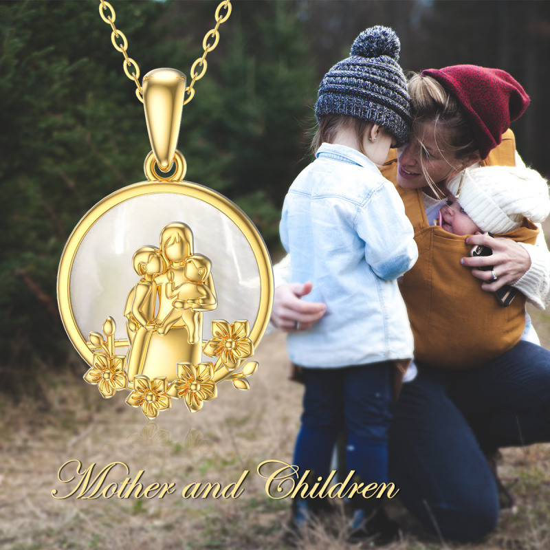 Collar con colgante de oro de 14 quilates con circonita cúbica para padres e hijos para madre-3