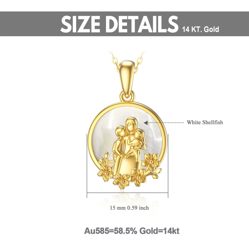 Collar con colgante de oro de 14 quilates con circonita cúbica para padres e hijos para madre-6