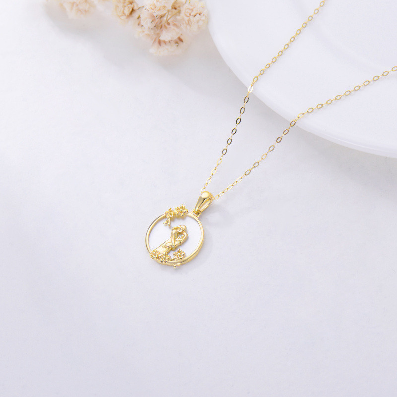 18K Gold Abalone Shellfish Cubic Zirconia Parents & Children Pendant Necklace For Mother-5