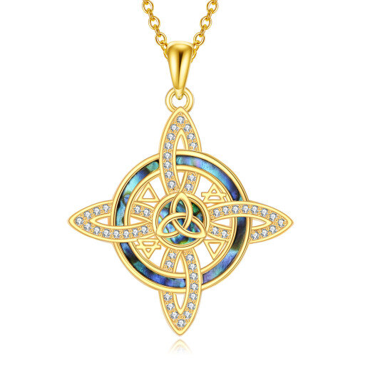 10K Gold Abalone Witch Knot Pendant Necklace