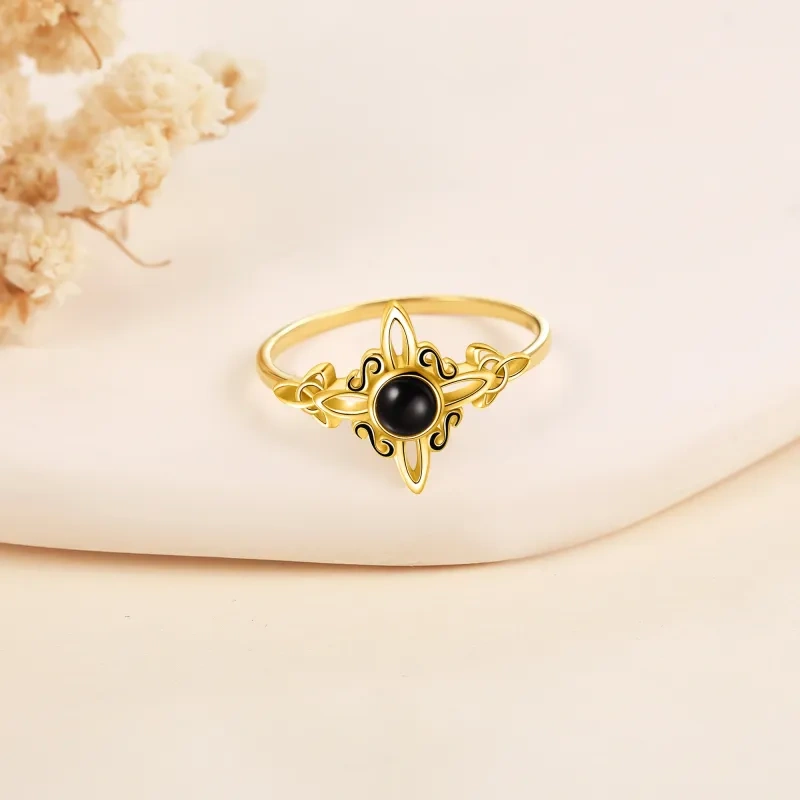 18K Gold Achat Keltischer Knoten Ring-3