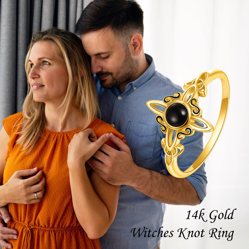 18K Gold Achat Keltischer Knoten Ring-5
