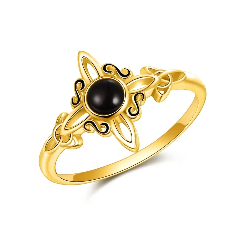10K Gold Achat Keltischer Knoten Ring-5
