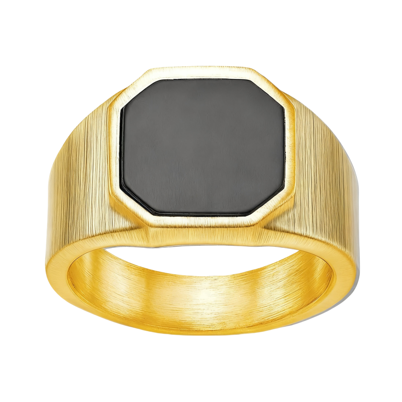 Anillo de sello de nudo celta con ágata y oro de 10 quilates para hombre.-1