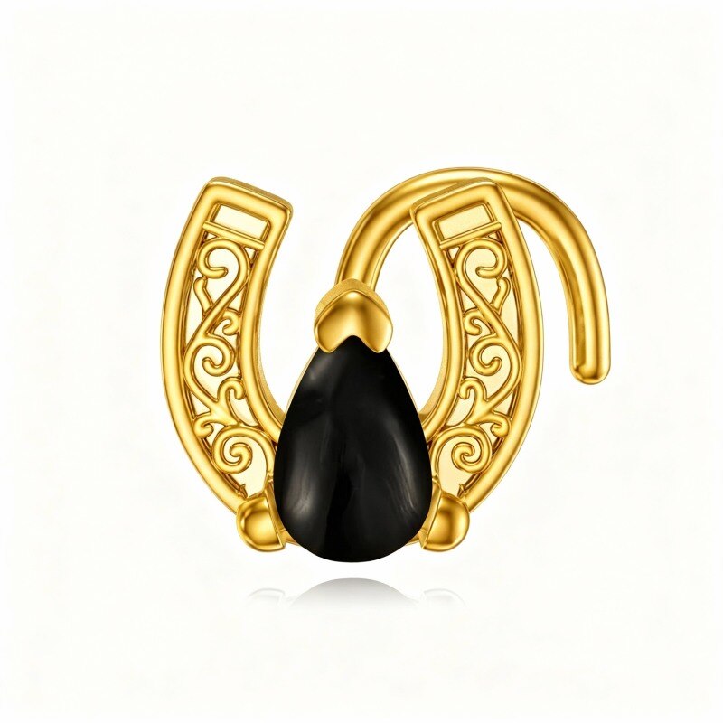 14K Gold Agate Horseshoe Nose Ring-1