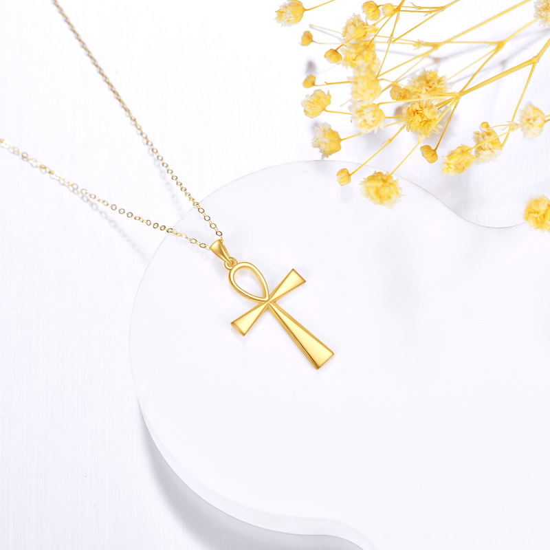 18K Gold Ankh Pendant Necklace-3