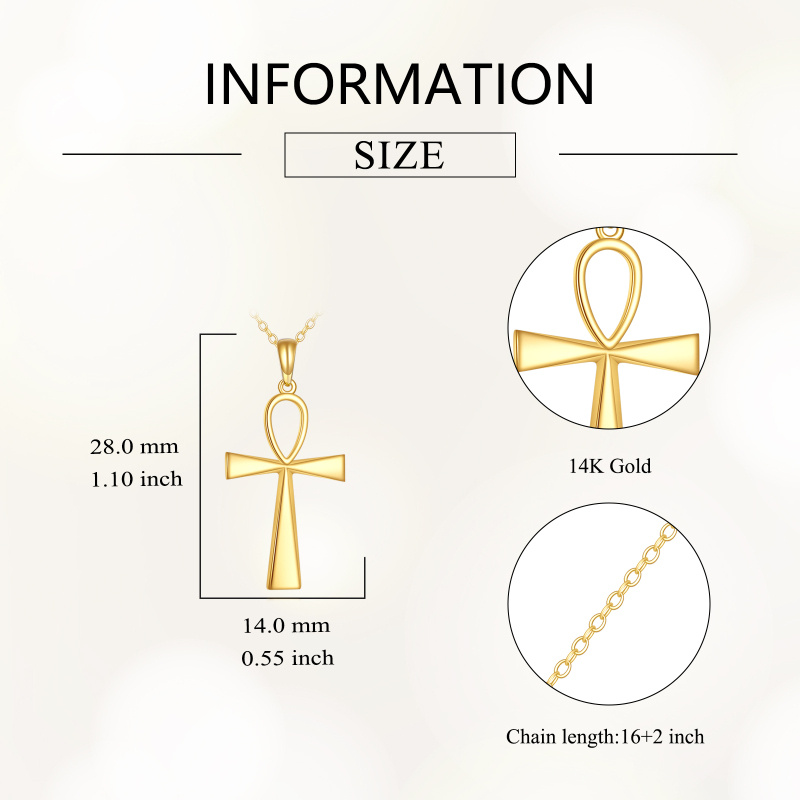 18K Gold Ankh Pendant Necklace-4