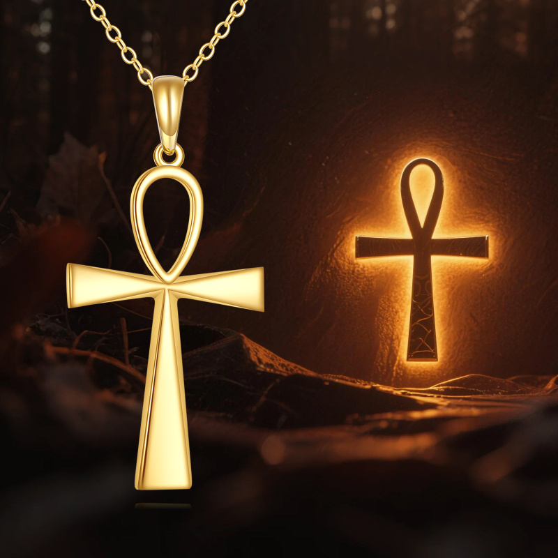 18K Gold Ankh Pendant Necklace-5