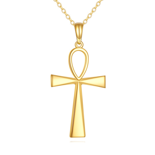 10K Gold Ankh Pendant Necklace
