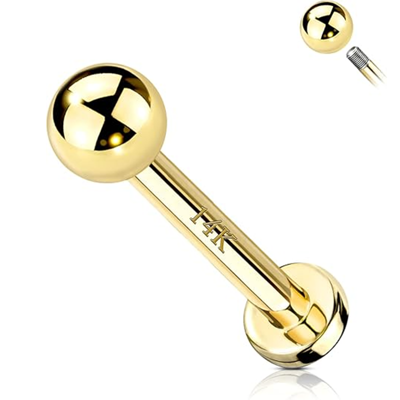 Złoty piercing w kształcie kulki z 14-karatowego złota-1