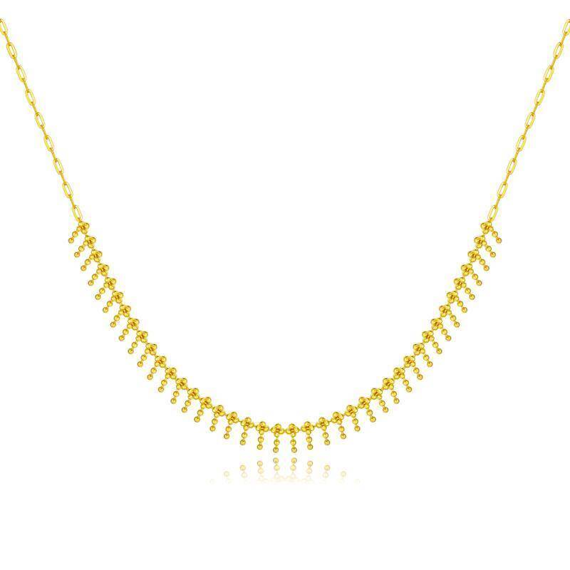 Naszyjnik choker z 14-karatowego złota z metalowymi koralikami-1
