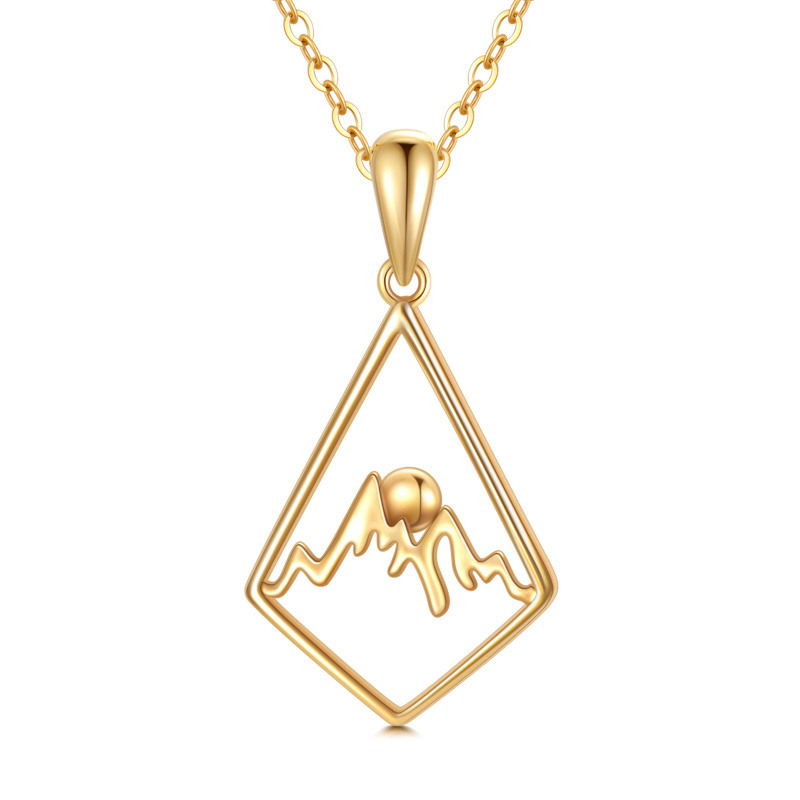 Collar de cuentas de oro de 10 quilates con forma de montañas para mujer-1
