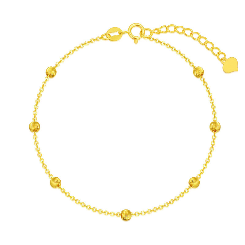 Pulsera de cadena con cuentas de oro de 18 quilates-1