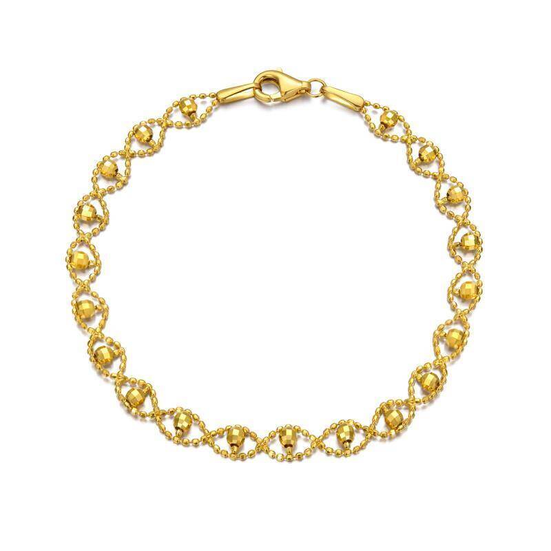 Pulsera de cadena con cuentas de oro de 18 quilates-1