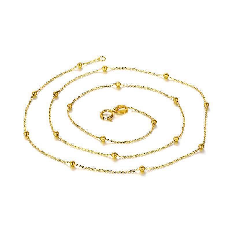 Collar con cadena de cuentas de oro de 14 quilates-1