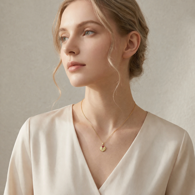 14K Gold Birthstone Angel Wing Pendant Necklace-2