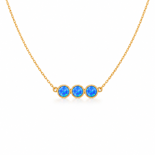 10K Gouden Hangerketting met Blauwe Opal