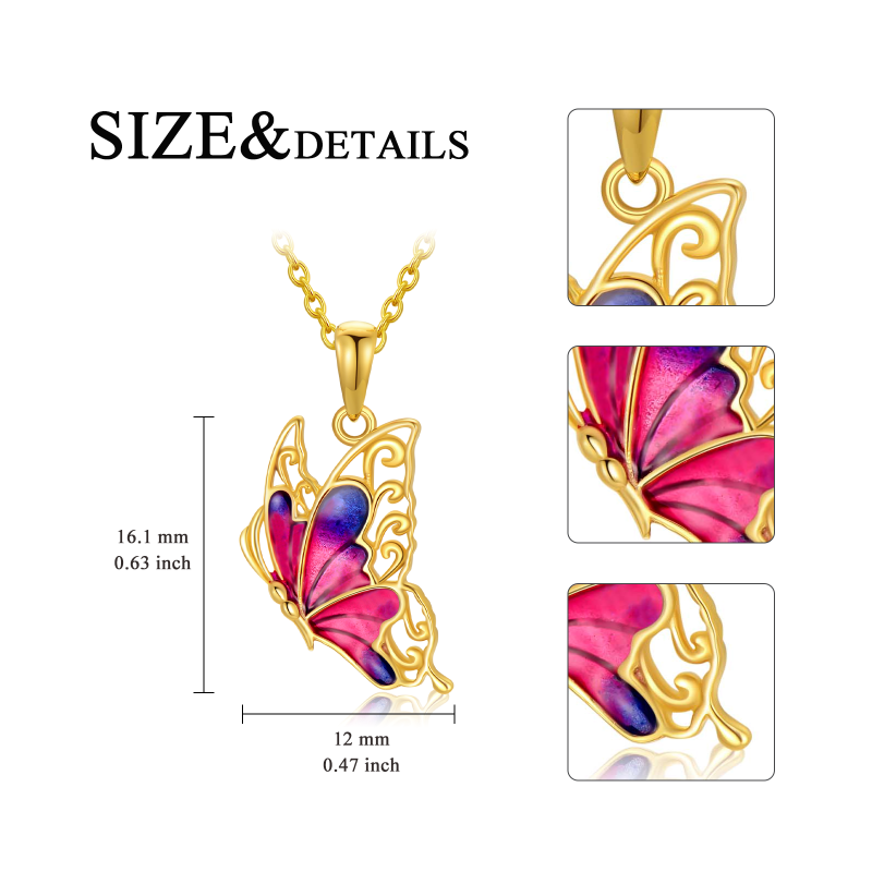 Collier papillon en or 14 carats pour femme-5