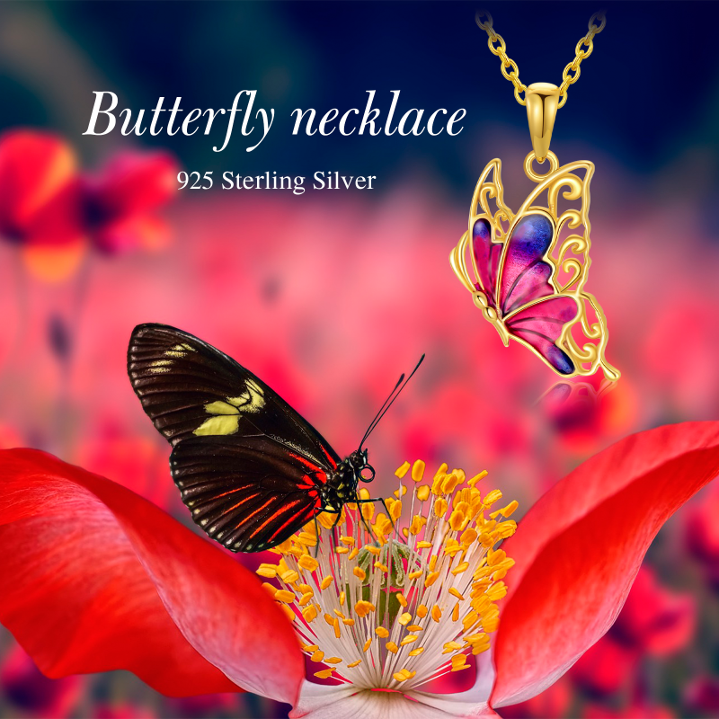 Collier papillon en or 14 carats pour femme-6
