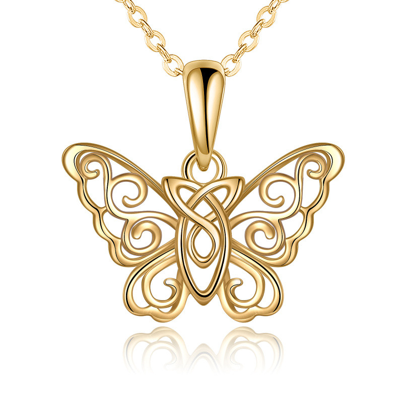 18K Gold Butterfly Pendant Necklace-1