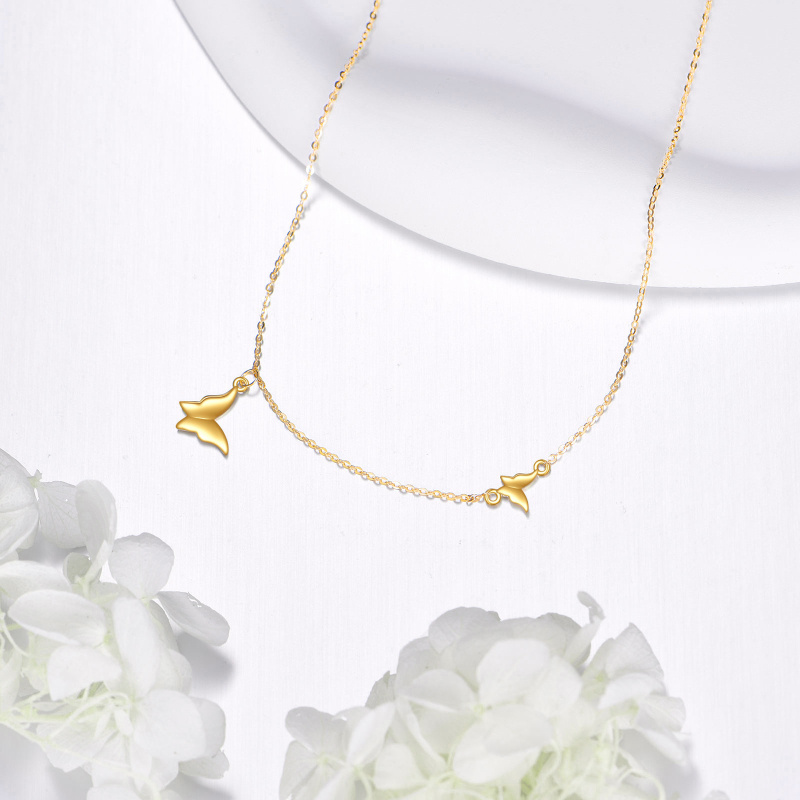 10K Gold Butterfly Pendant Necklace-3