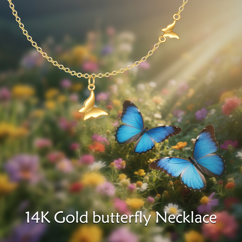 10K Gold Butterfly Pendant Necklace-5