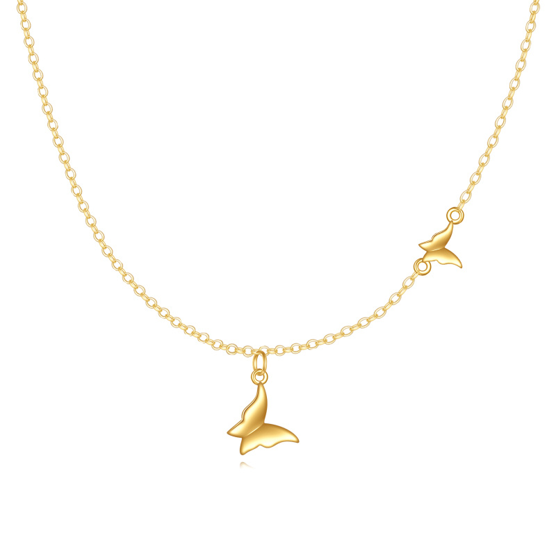 10K Gold Butterfly Pendant Necklace-1