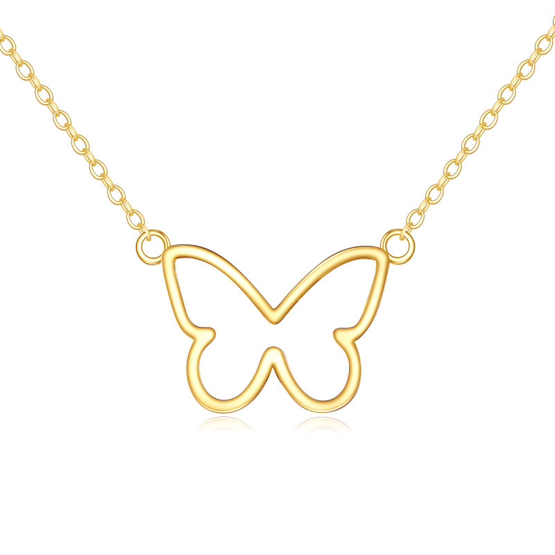 14K Gold Butterfly Pendant Necklace-1