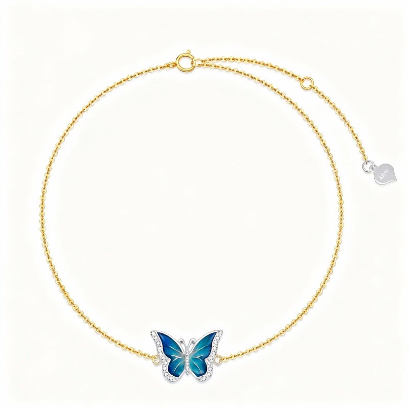 Chaîne de cheville papillon simple en or 14 carats-1