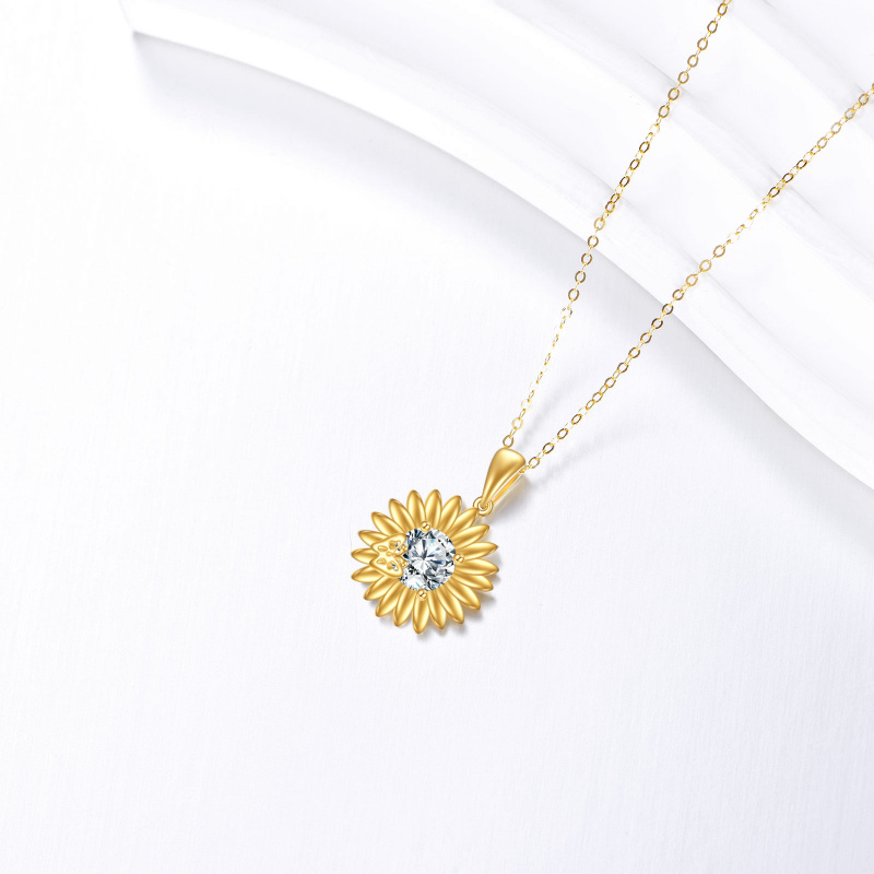 14K Gold Butterfly & Sunflower Pendant Necklace-4