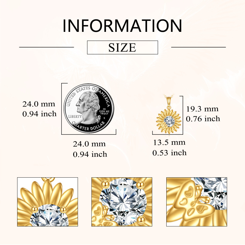 14K Gold Butterfly & Sunflower Pendant Necklace-6