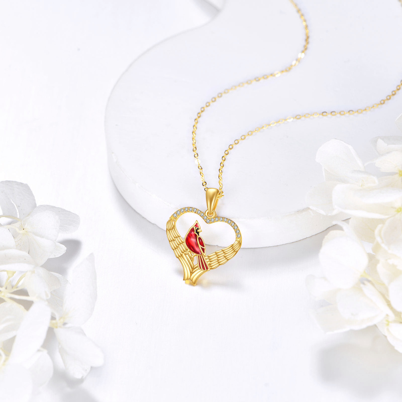 18K Gold Cardinal Pendant Necklace-3