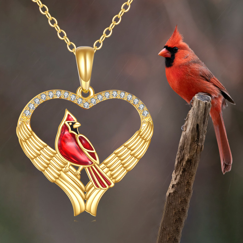 18K Gold Cardinal Pendant Necklace-5