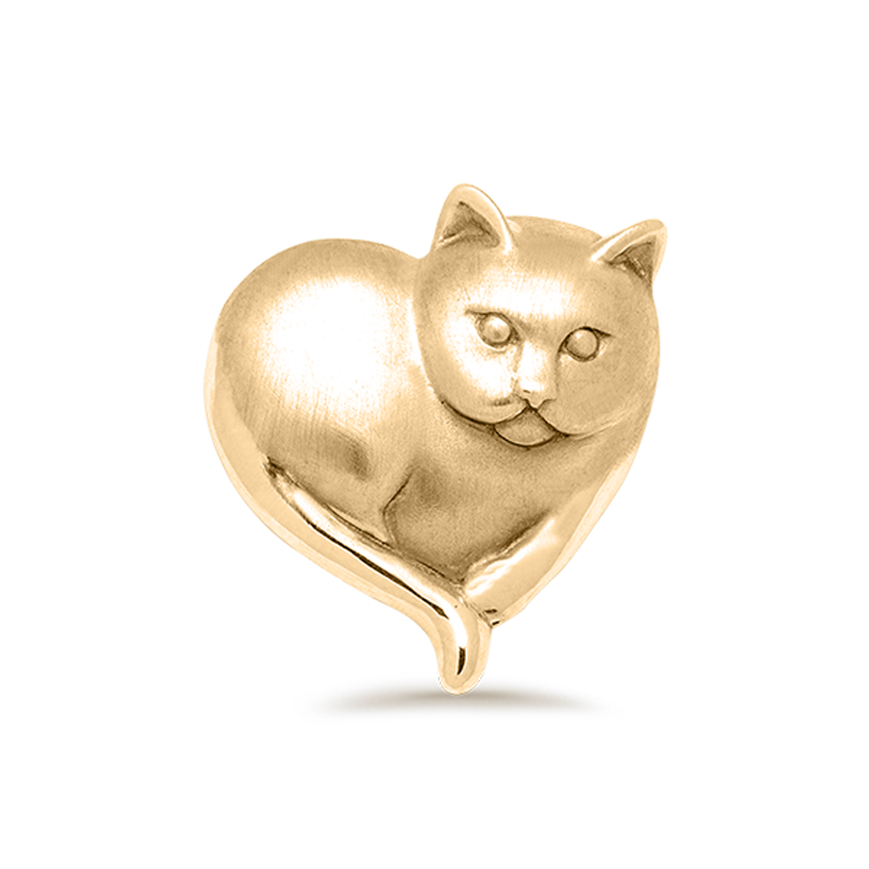Boucles d'oreilles à tige en forme de cœur de chat en or 18 carats pour femmes-1