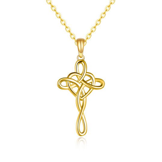 10K Gold Keltischer Knoten & Kreuz Knoten & Herz Anhänger Halskette