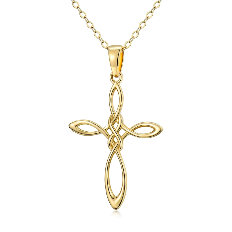 Collar con colgante de nudo celta y corazón en oro de 14 quilates-1