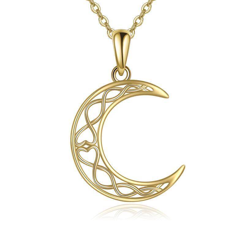 Collar con colgante de nudo celta y luna en oro de 14 quilates-1